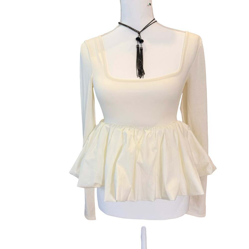 Silence + Noise Peplum Long Sleeve Top size S